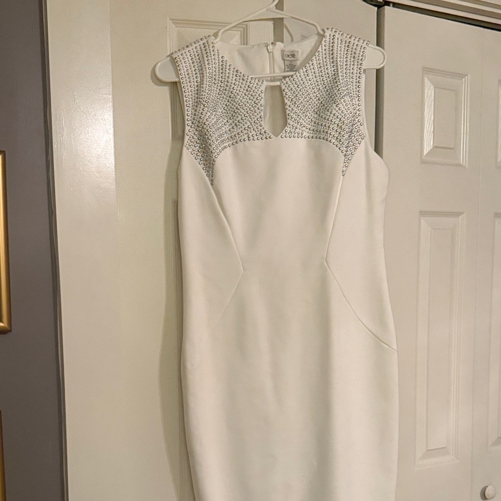 Cache White Embellished Mini Dress